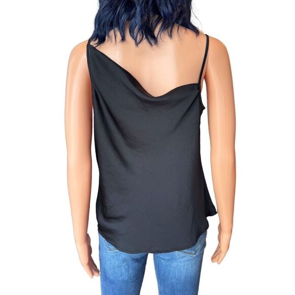 NWT Open Edit Nordstrom Black Asymmetrical Satin Top Size Small - Picture 4 of 5